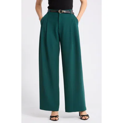 Gemma + Jane Double Pleat Wide Leg Pants In Green