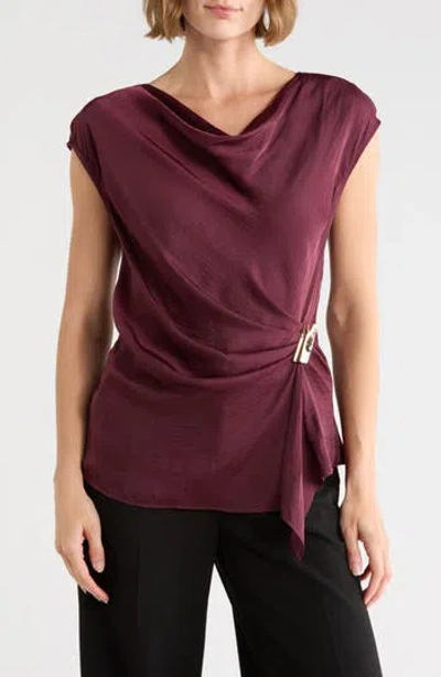 Gemma + Jane Draped Asymmetrical Top In Purple