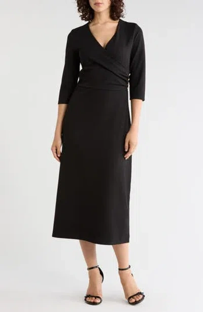 Gemma + Jane Draped Midi Dress In Animal Print