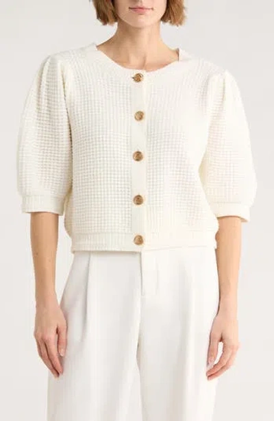Gemma + Jane Elbow Length Sleeve Cardigan In White