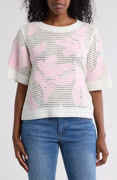 Gemma + Jane Embroidered Short Sleeve Sweater In Multi