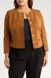 Gemma + Jane Faux Suede Jacket In Brown