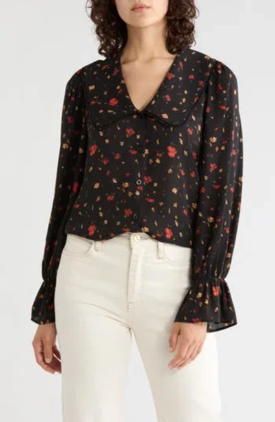 Gemma + Jane Floral Peter Pan Collar Shirt In Night Bloom