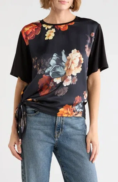 Gemma + Jane Floral Tie Hem Top In Blue