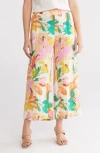 Gemma + Jane Floral Wide Leg Pull-on Pants In Pink Multi Print