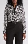 Gemma + Jane Georgette Button Front Top In Animal Print Black