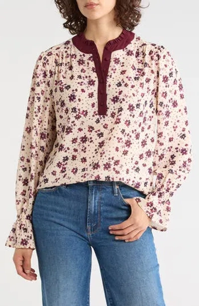 Gemma + Jane Georgette Button Front Top In Multi