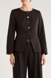 Gemma + Jane Hammered Button Cutaway Jacket In Black