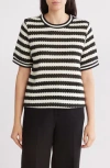 Gemma + Jane Jacquard Stripe Top In Black/cream