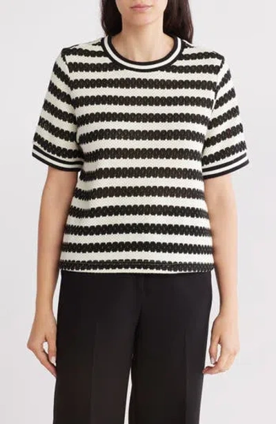 Gemma + Jane Jacquard Stripe Top In Black/cream