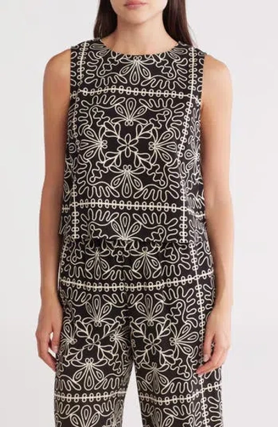 Gemma + Jane Jewel Neck Sleeveless Top In Black
