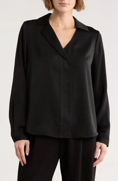 Gemma + Jane Johnny Collar Long Sleeve Top In Black