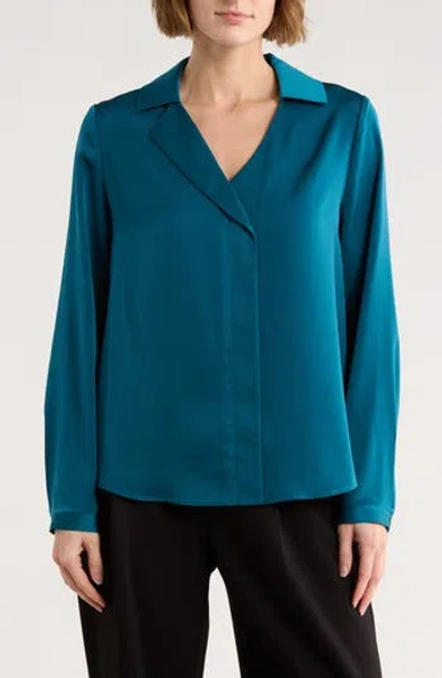 Gemma + Jane Johnny Collar Long Sleeve Top In Blue