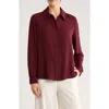 Gemma + Jane Lace Trim Button-up Shirt In Burgundy