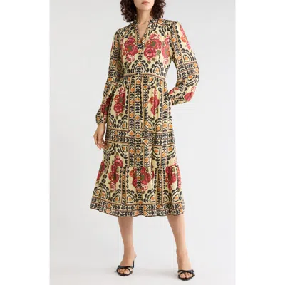 Gemma + Jane Long Sleeve Print Shirtdress In Sepia Garden