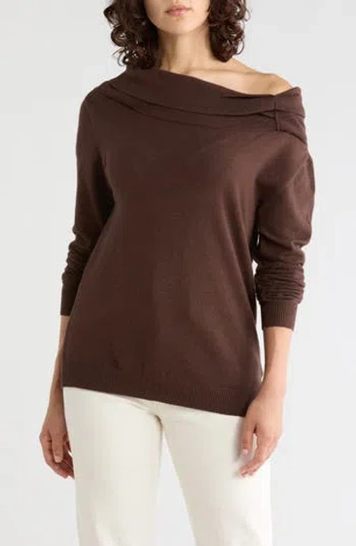 Gemma + Jane Off-the-shoulder Sweater In Coffee Bean
