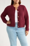 Gemma + Jane Ottoman Stitch Sweater Jacket In Burgundy