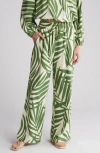 Gemma + Jane Palm Print Pull-on Pants In Cream/green