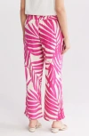 Gemma + Jane Palm Print Pull-on Pants In Pink/white