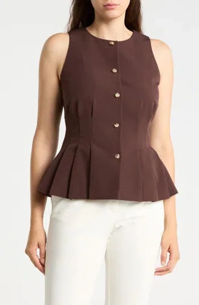 Gemma + Jane Peplum Darted Vest In Brown