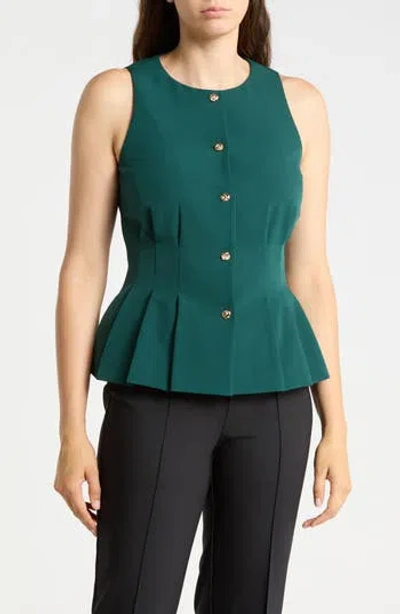 Gemma + Jane Peplum Darted Vest In Emerald Green