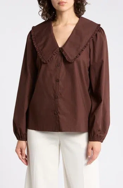 Gemma + Jane Peter Pan Collar Top In Brown