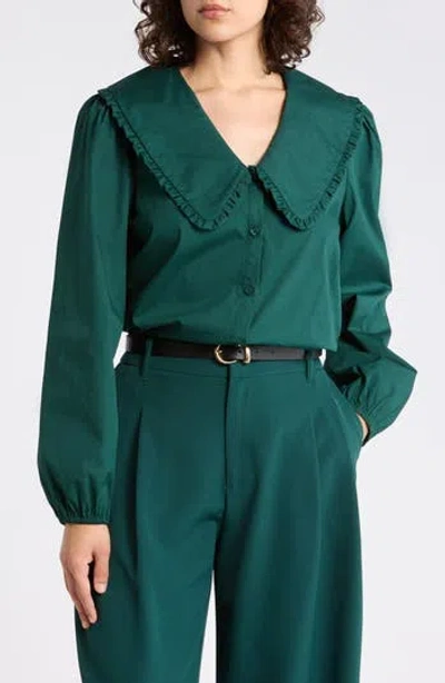 Gemma + Jane Peter Pan Collar Top In Green