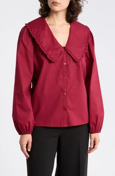 Gemma + Jane Peter Pan Collar Top In Red