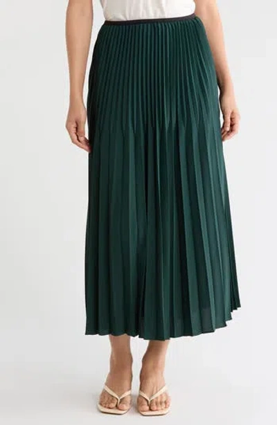 Gemma + Jane Pleated Midi Skirt In Emerald Green