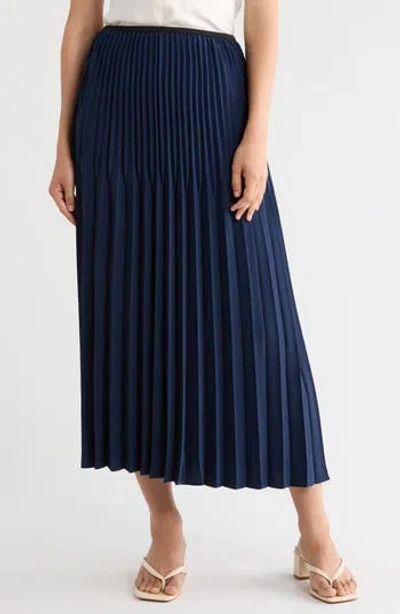 Gemma + Jane Pleated Midi Skirt In Navy