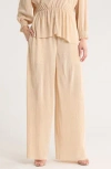 Gemma + Jane Plissé Charmeuse Pull-on Pants In Brown