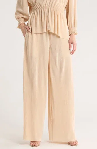 Gemma + Jane Plissé Charmeuse Pull-on Pants In Brown
