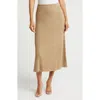 Gemma + Jane Ribbed A-line Sweater Skirt In Brown Gold