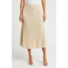 Gemma + Jane Ribbed A-line Sweater Skirt In Khaki Gold