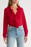 Gemma + Jane Ruffle Long Sleeve Top In Red