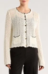 Gemma + Jane Scallop Edge Open Stitch Cardigan In Multi
