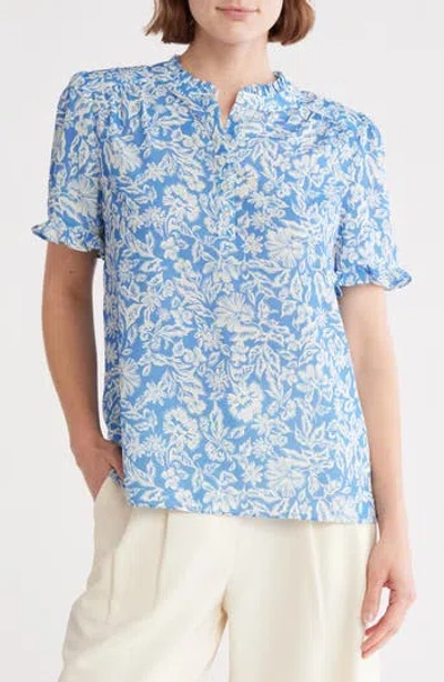 Gemma + Jane Short Sleeve Ruffle Top In Blue