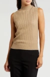 Gemma + Jane Sleeveless Rib Sweater In Brown Gold