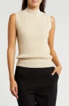 Gemma + Jane Sleeveless Rib Sweater In Khaki Gold