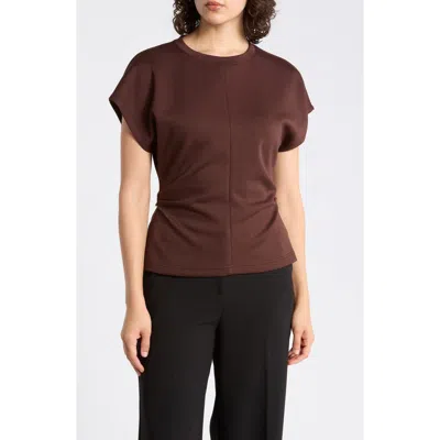 Gemma + Jane Structured Cap Sleeve Top In Dark Chocolate