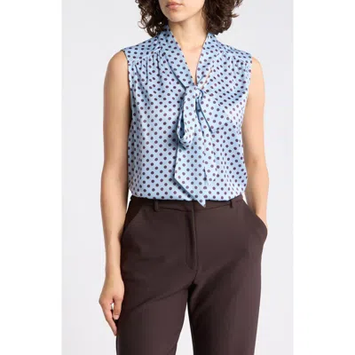 Gemma + Jane Tie Front Sleeveless Top In Blue