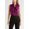 Gemma + Jane Tie Front Sleeveless Top In Purple