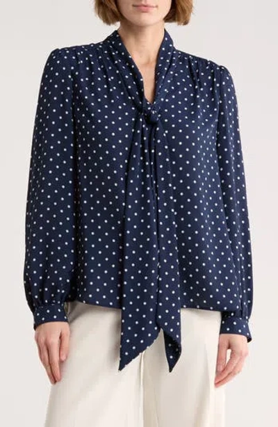 Gemma + Jane Tie Neck Georgette Top In Black