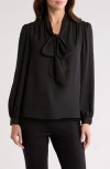 Gemma + Jane Tie Neck Georgette Top In Black