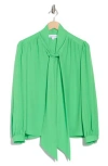 Gemma + Jane Tie Neck Georgette Top In Cool Green