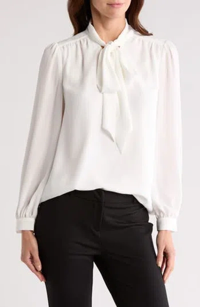 Gemma + Jane Tie Neck Georgette Top In Ivory