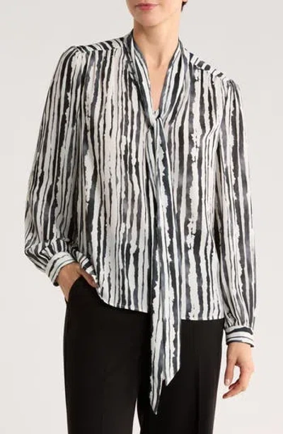 Gemma + Jane Tie Neck Georgette Top In Multi