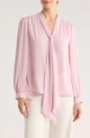 Gemma + Jane Tie Neck Georgette Top In Pink