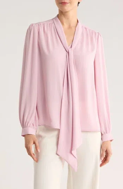 Gemma + Jane Tie Neck Georgette Top In Pink