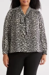 Gemma + Jane Tie Neck Long Sleeve Top In Multi